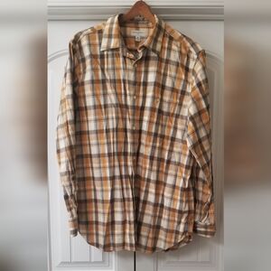 Men's Plaid Shirt in Brown and Orange